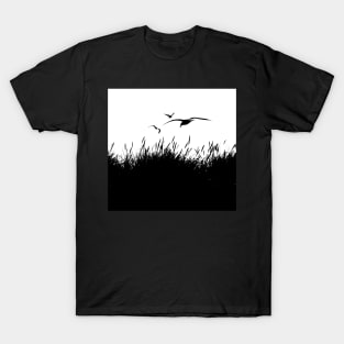 Seagulls Flying over Sand Dunes T-Shirt